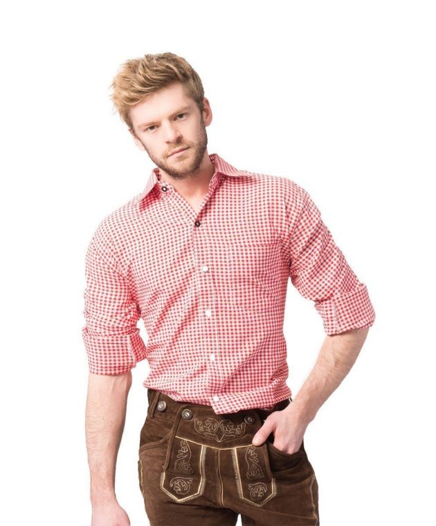 Overhemd Trachtenhemd Putzbrunn (Slim-fit) - Deluxe rood