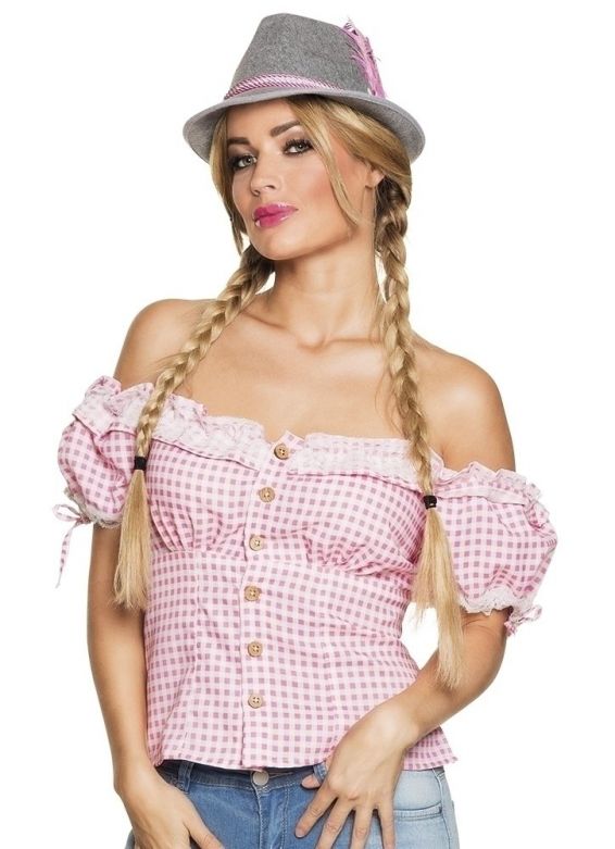 Blouse Dirndl roze/wit