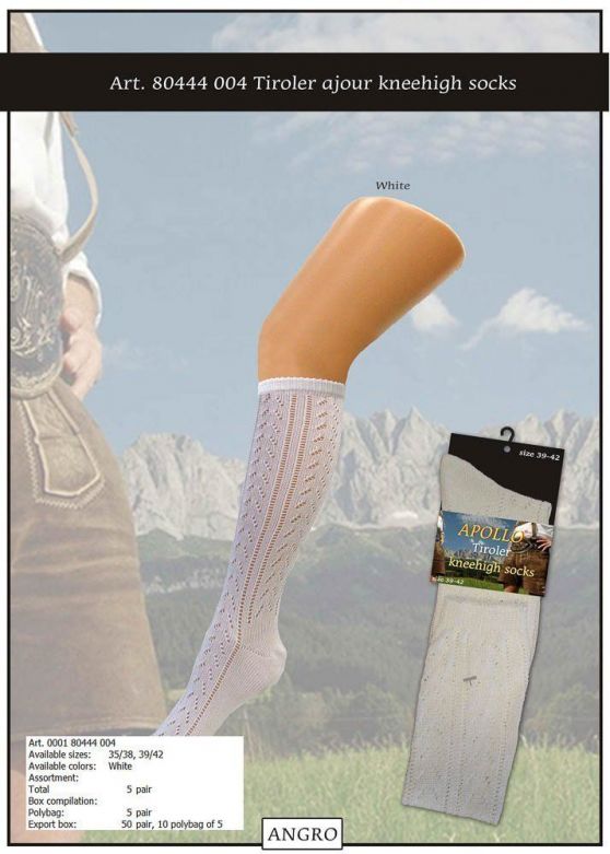 Tiroler Ajour Kneehigh Socks White
