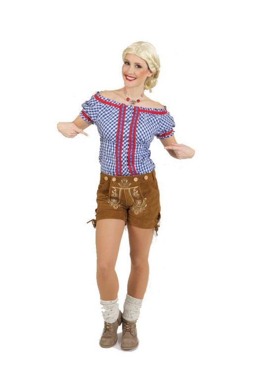 Trachtenbluse Deluxe blauw