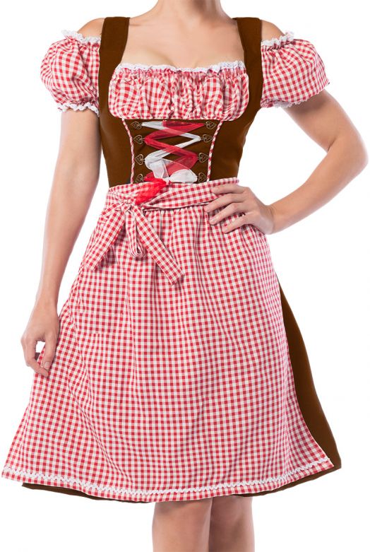 Dirndl Edelweiss Lang Rood/Bruin